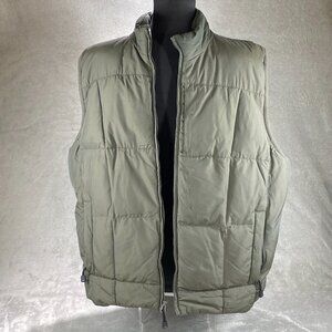 Eddie Bauer Down Puffer Vest Men XL Green Comfortable Sportsman Mock Neck Zip Up